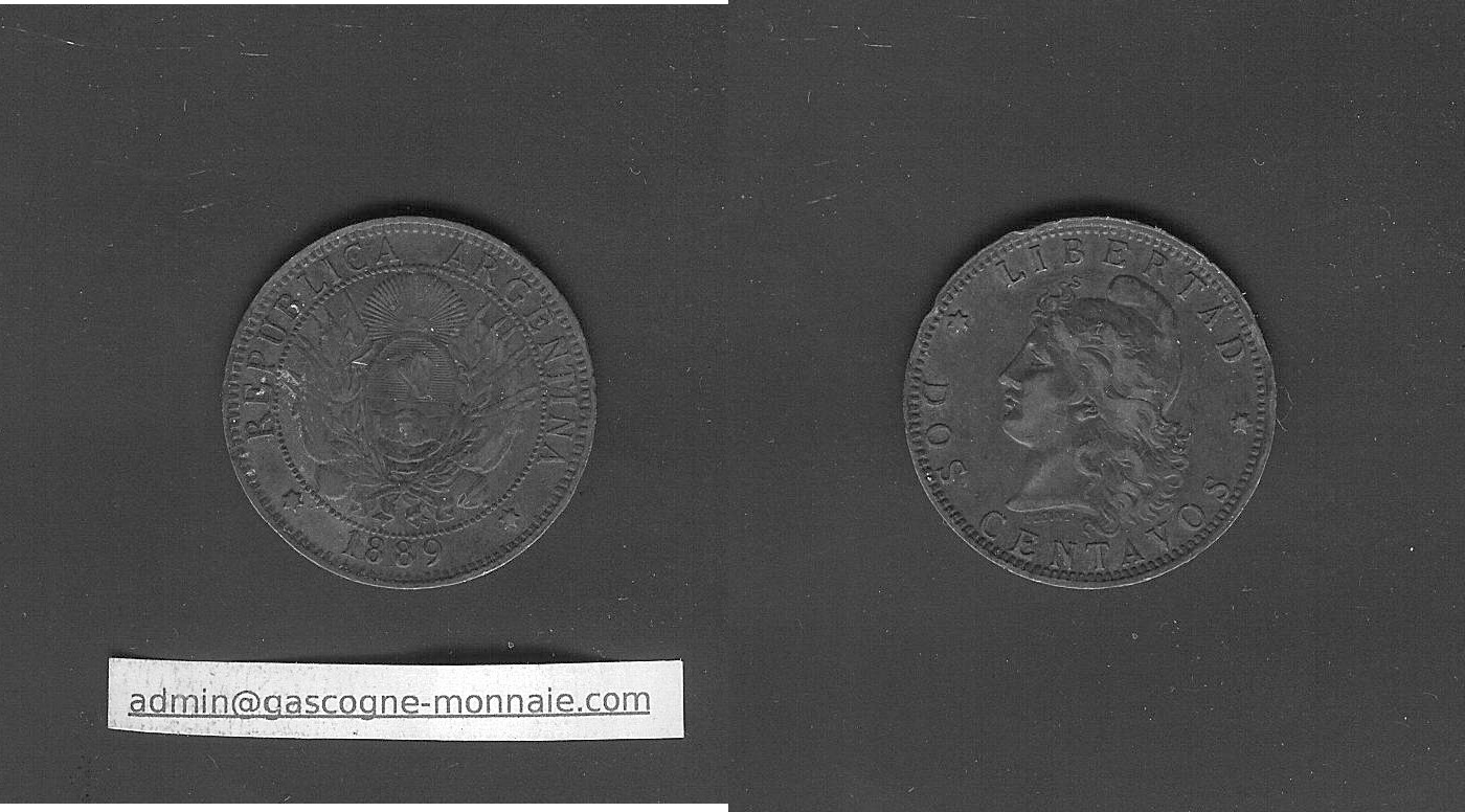 Argentina 2 centavos 1889 EF